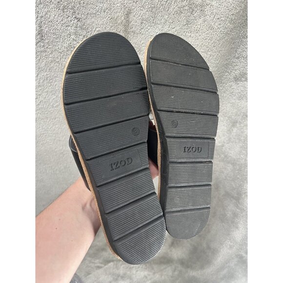 IZOD Women's 8 Alyssa Black Cross Wide Strap Slide Slip On Sandals Classic - Picture 8 of 8